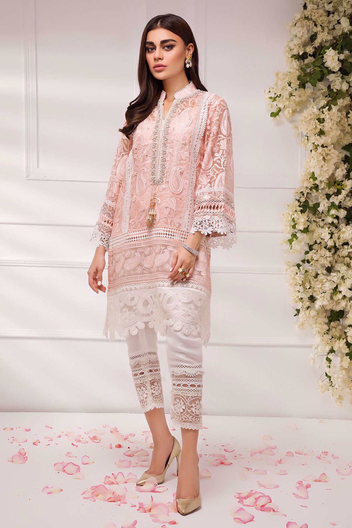 Blush Pink Chikankari Raw Silk Salwar Kameez (3-Piece) - Image 4