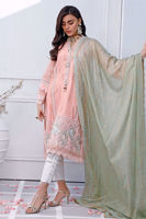 Pakistani Pastel Pink Embroidered Cotton Net Salwar Kameez (3-Piece) - Image 2