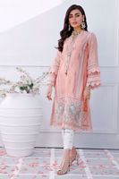 Pakistani Pastel Pink Embroidered Cotton Net Salwar Kameez (3-Piece) - Image 3