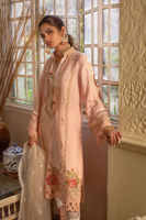 Peach Hand Block Printed Cotton Net Salwar Kameez (3-Piece) - Image 4