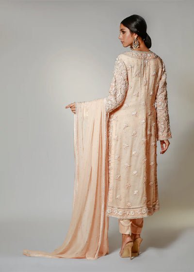 Blush Pink Embroidered Cotton Net Salwar Kameez (3-Piece) - Image 4
