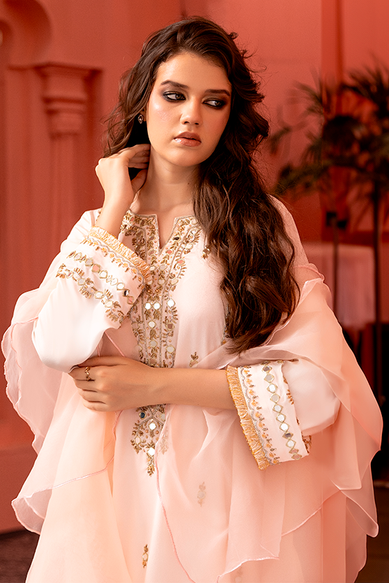 Baby Pink Embroidered Crepe Silk Salwar Kameez (3-Piece) - Image 5