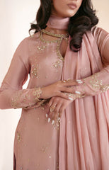 Pakistani Tea Pink Embellished Georgette Salwar Kameez (3-Piece) - Image 7