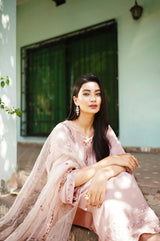 Chai Pink Embroidered Georgette Chiffon Salwar Kameez (3-Piece) - Image 2