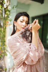 Chai Pink Embroidered Georgette Chiffon Salwar Kameez (3-Piece) - Image 4