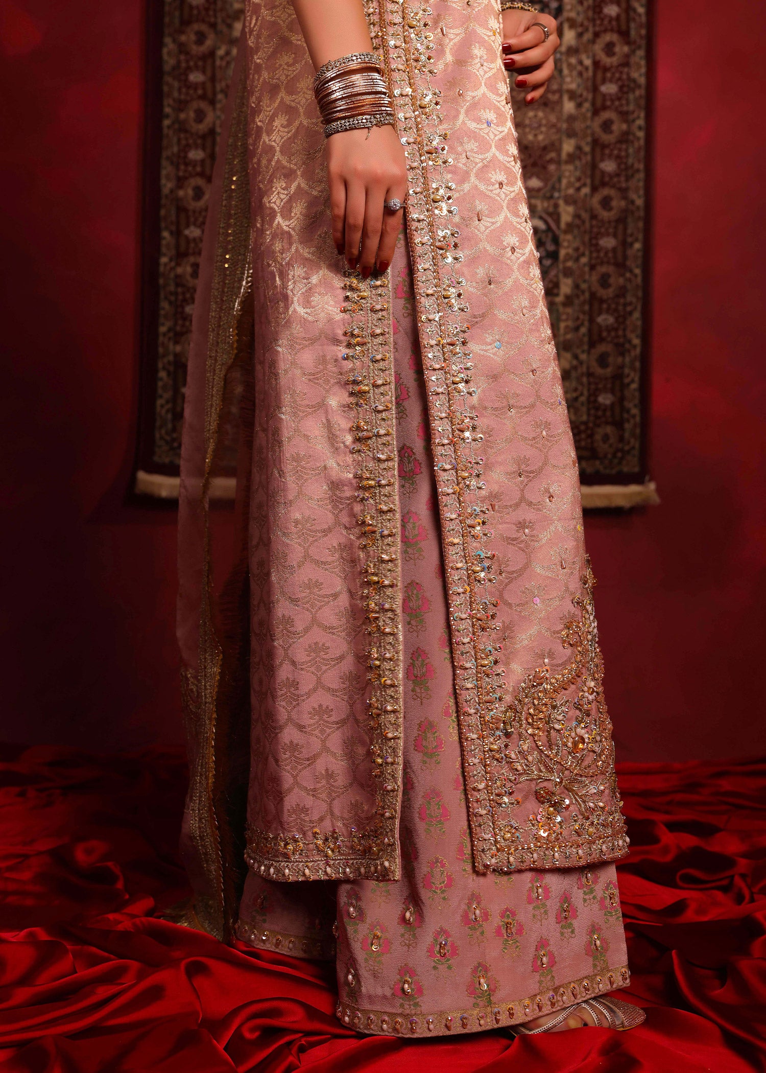 Lilac Mauve Ada Work Jacquard Salwar Kameez (3-Piece) - Image 3