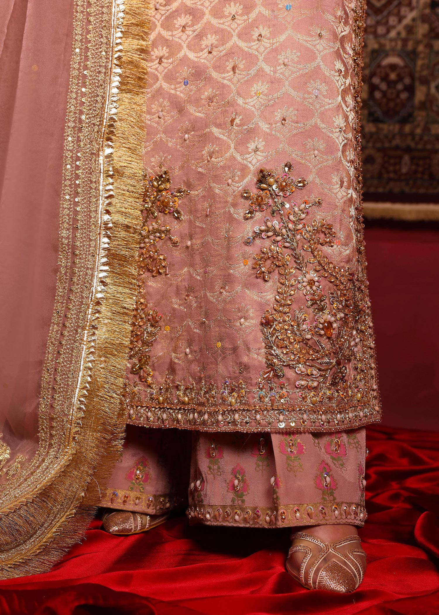 Lilac Mauve Ada Work Jacquard Salwar Kameez (3-Piece) - Image 5