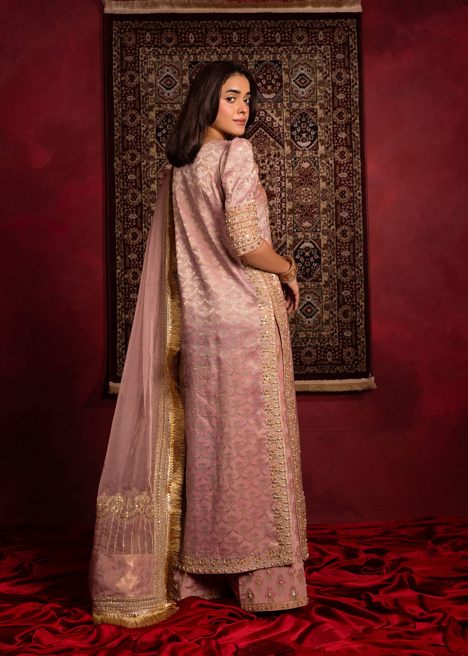Lilac Mauve Ada Work Jacquard Salwar Kameez (3-Piece) - Image 9