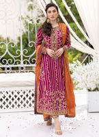 Magenta Zardozi Jamawar Silk Kurta (3-Piece) - Image 2