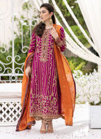 Magenta Zardozi Jamawar Silk Kurta (3-Piece) - Image 3