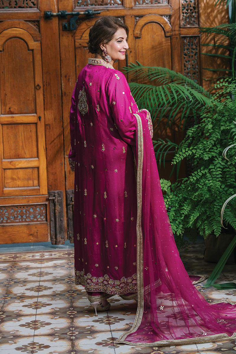 Magenta Zardozi Kamdani Jamawar Kurta Set (3-Piece) - Image 2