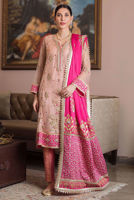 Pakistani Pink Zardozi Kamdani Net Salwar Kameez (3-Piece) - Image 2