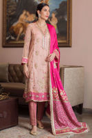 Pakistani Pink Zardozi Kamdani Net Salwar Kameez (3-Piece) - Image 4