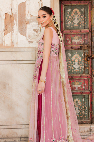 Pink Embroidered Net & Silk Salwar Kameez (3-Piece) - Image 4