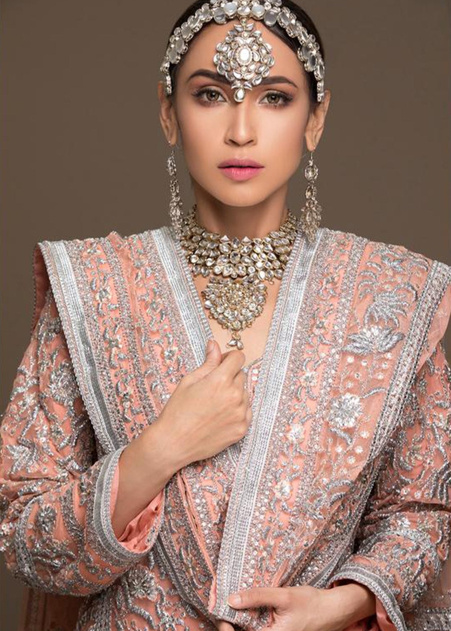 Soft Pink Gara Embroidered Korean Net Kurta Set (3-Piece) - Image 2