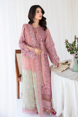 Pakistani Dusty Rose Embroidered Korean Raw Silk Salwar Kameez (3-Piece) - Image 5
