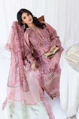Pakistani Dusty Rose Embroidered Korean Raw Silk Salwar Kameez (3-Piece) - Image 7