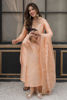 Pakistani Peach Embroidered Korean Raw Silk Salwar Kameez (3-Piece) - Image 3