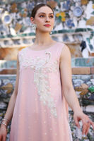 Blossom Pink Handworked Korean Silk Salwar Kameez (3-Piece) - Image 3