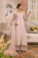 Soft Pink Embroidered Lamé Salwar Kameez (3-Piece) - Image 4