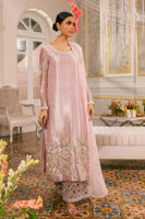Soft Pink Embroidered Lamé Salwar Kameez (3-Piece) - Image 7