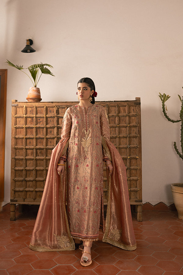 Soft Rose Embroidered Lame Salwar Kameez (3-Piece) - Image 4