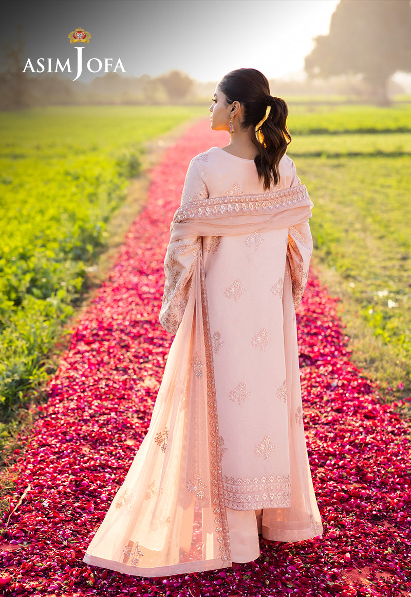 Pakistani Peach Embroidered Lawn Salwar Kameez (3-Piece) - Image 2