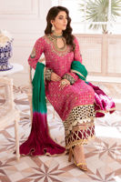 Pakistani Deep Pink Zardozi Lorex Salwar Kameez (3-Piece) - Image 2