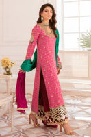 Pakistani Deep Pink Zardozi Lorex Salwar Kameez (3-Piece) - Image 3