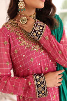 Pakistani Deep Pink Zardozi Lorex Salwar Kameez (3-Piece) - Image 7