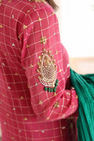 Pakistani Deep Pink Zardozi Lorex Salwar Kameez (3-Piece) - Image 8