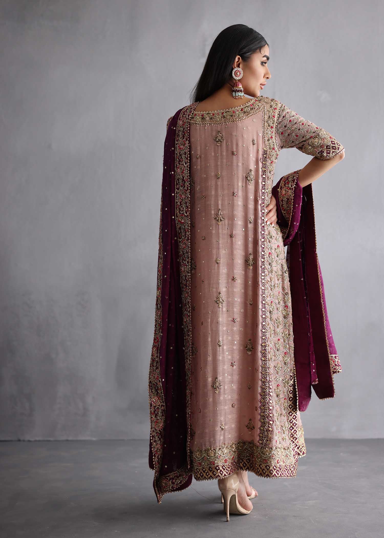 Blush Pink Embroidered Silk Salwar Kameez (3-Piece) - Image 2