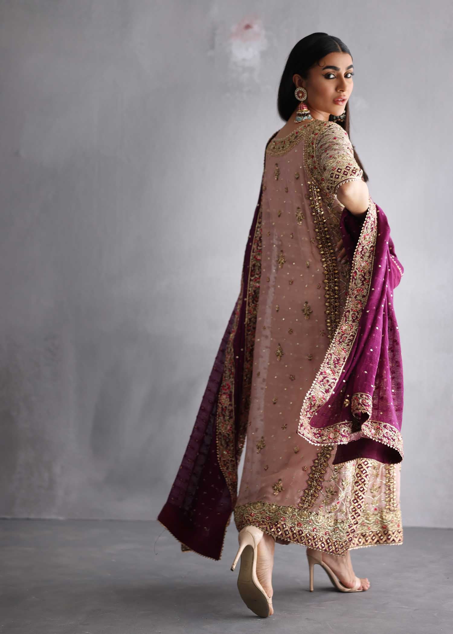 Blush Pink Embroidered Silk Salwar Kameez (3-Piece) - Image 4