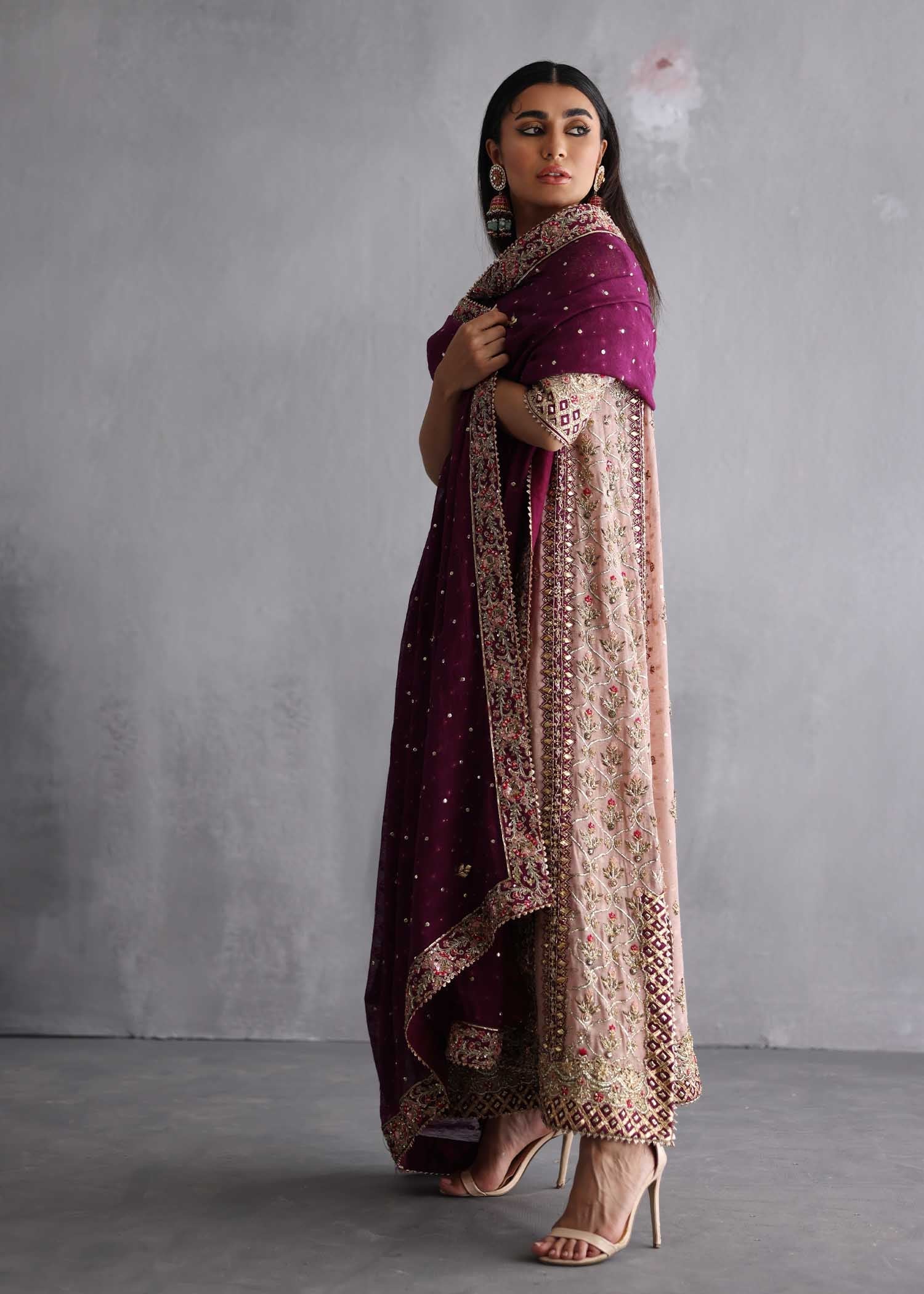 Blush Pink Embroidered Silk Salwar Kameez (3-Piece) - Image 5