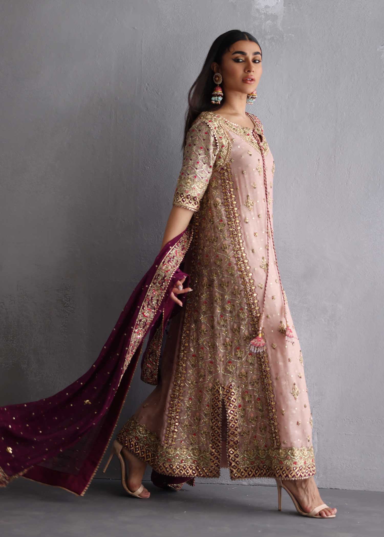 Blush Pink Embroidered Silk Salwar Kameez (3-Piece) - Image 8