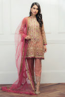 Tea Pink Embroidered Net Salwar Kameez (3-Piece) - Image 2