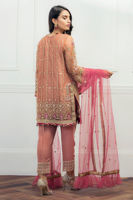 Tea Pink Embroidered Net Salwar Kameez (3-Piece) - Image 3