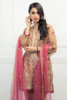 Tea Pink Embroidered Net Salwar Kameez (3-Piece) - Image 4