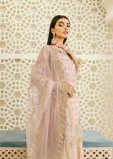 Pakistani Blush Pink Hand-Embellished Net & Organza Kameez (3-Piece) - Image 3