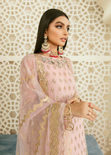 Pakistani Blush Pink Hand-Embellished Net & Organza Kameez (3-Piece) - Image 5
