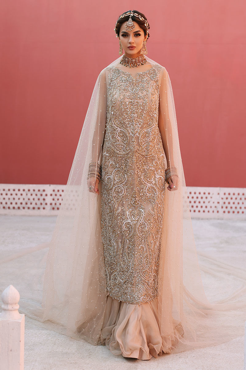 Cameo Rose Embellished Net Long Shirt & Chiffon Skirt (3-Piece) - Image 11