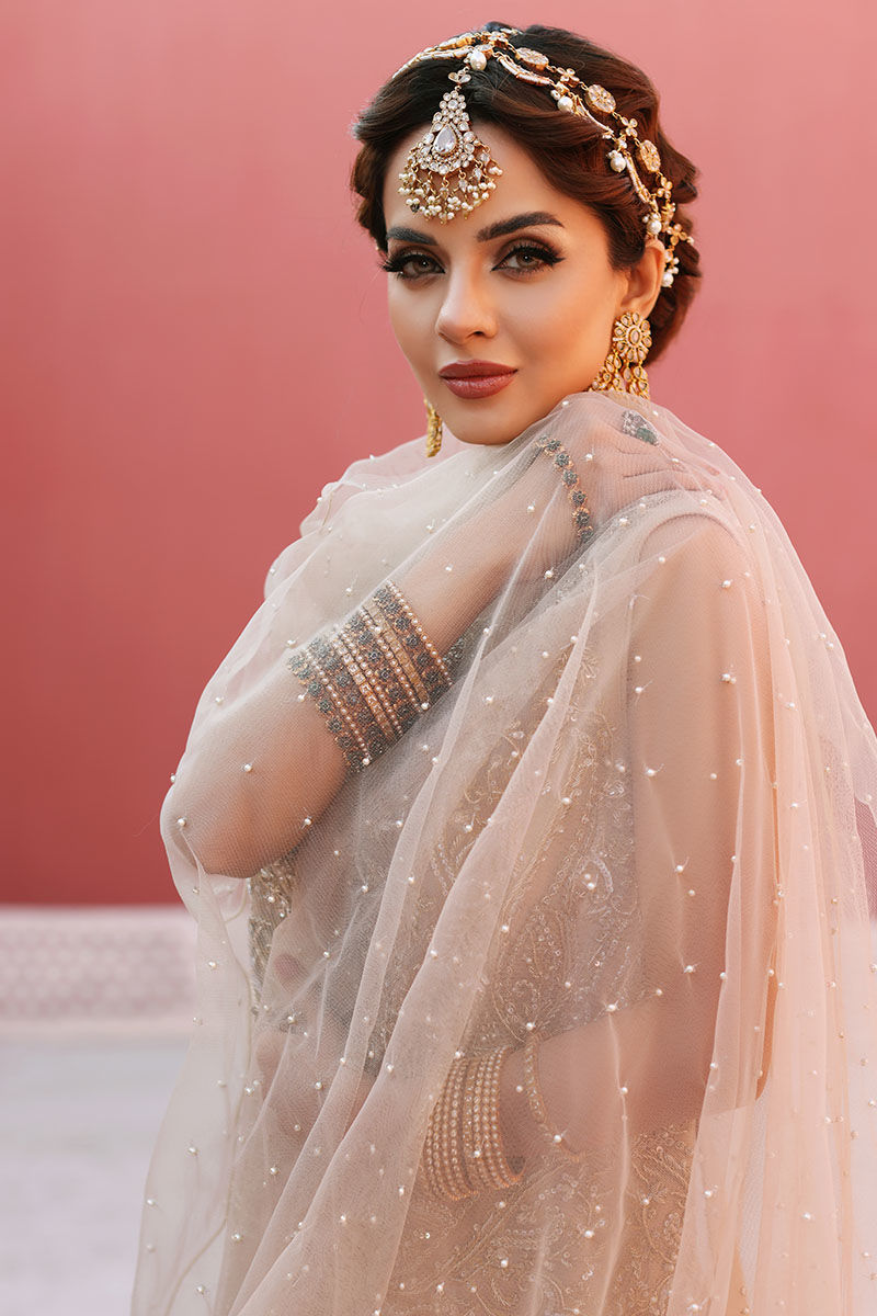 Cameo Rose Embellished Net Long Shirt & Chiffon Skirt (3-Piece) - Image 12