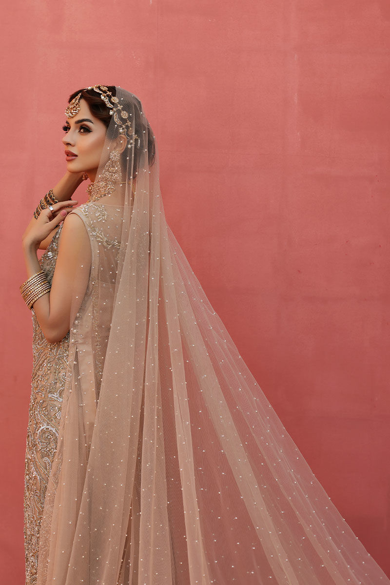 Cameo Rose Embellished Net Long Shirt & Chiffon Skirt (3-Piece) - Image 14