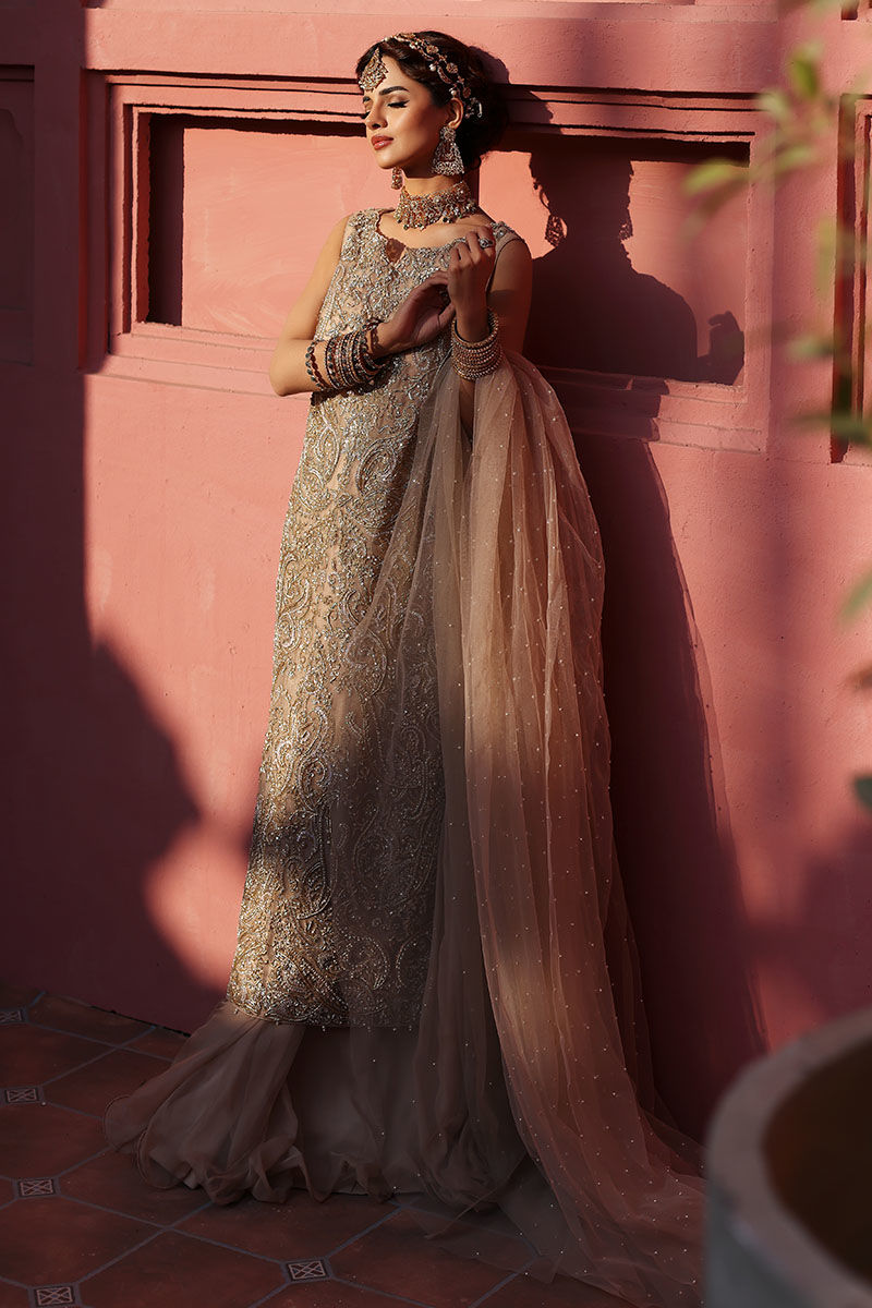 Cameo Rose Embellished Net Long Shirt & Chiffon Skirt (3-Piece) - Image 15