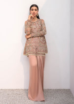 Tea Pink Embroidered Net Short Shirt (3-Piece) - Image 11