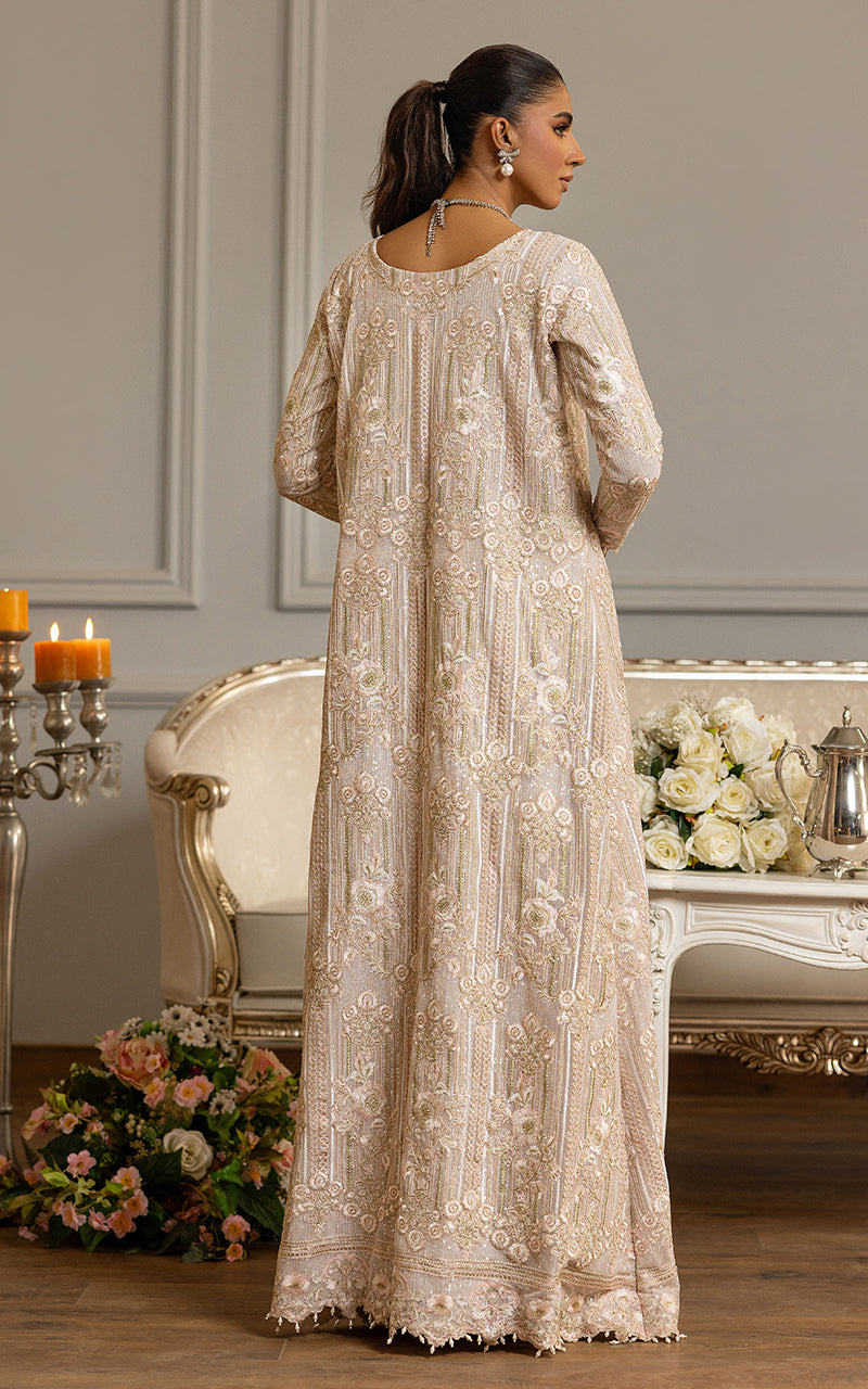 Blush Embroidered Net Long Jacket with Trousers (2-Piece) - Image 5