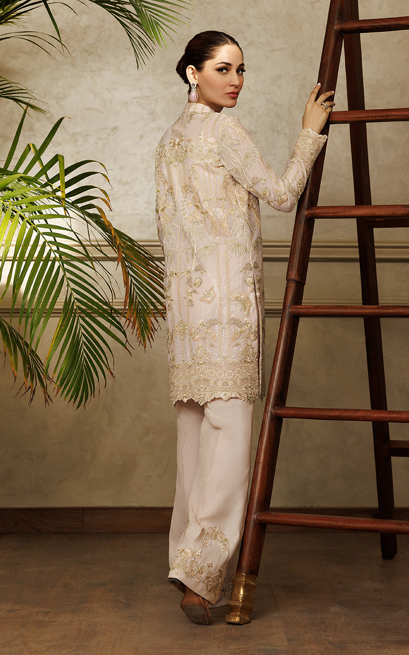 Blush Embroidered Net Jacket & Trouser (2-Piece) - Image 3