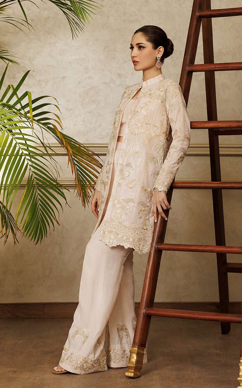 Blush Embroidered Net Jacket & Trouser (2-Piece) - Image 5