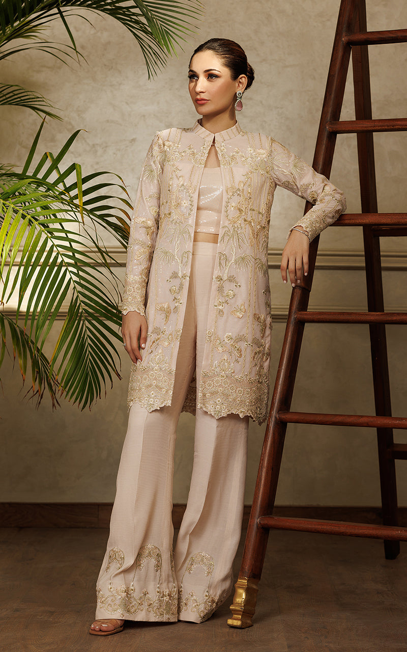 Blush Embroidered Net Jacket & Trouser (2-Piece) - Image 6