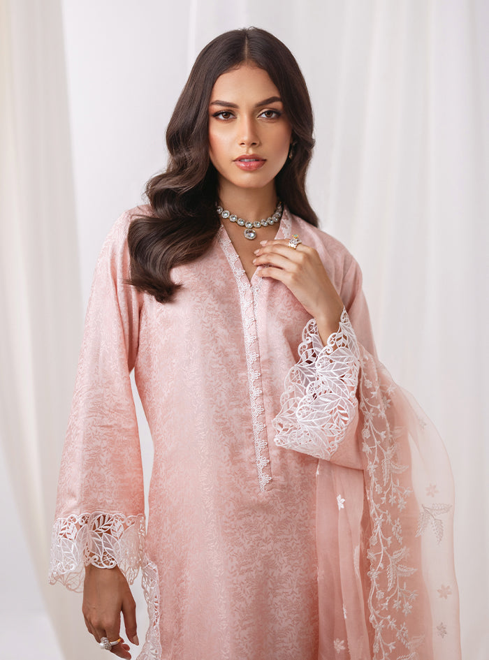 Powder Pink Cutwork Self-Print Salwar Kameez (3-Piece) - Image 6